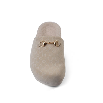 Gucci Flat Open Back Loafer Slipper Luxury Woman VK-111 Beige