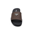 Prada Triangle-Logo Premium Quality Leather Slipper Man 41141 Coffee - 3