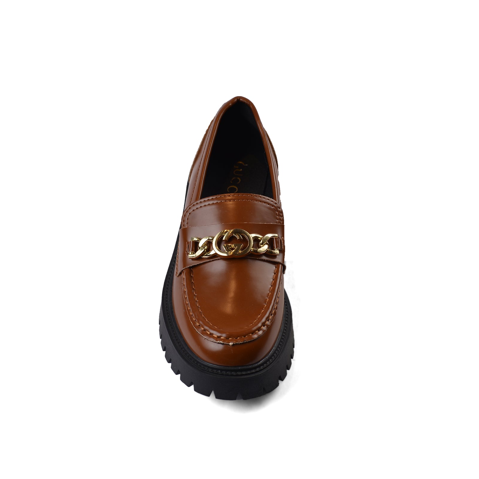 Gucci Monolith Leather Loafers High Heels Woman TN-179 Camel - 3