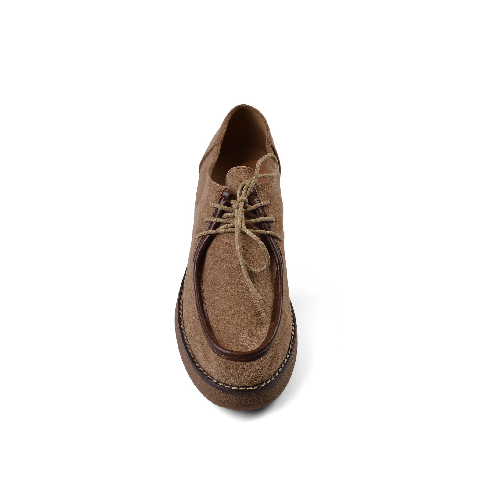 Faux Suede Laced Chunky Loafer Shoes Woman JK-01 Khaki - 3