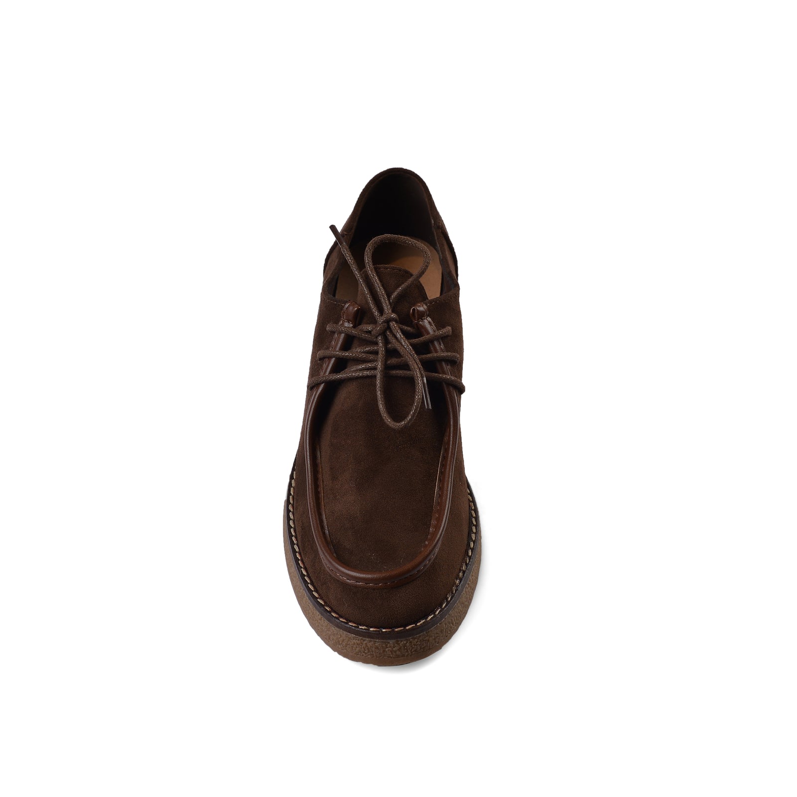 Faux Suede Laced Chunky Loafer Shoes Woman JK-01 Coffee - 3