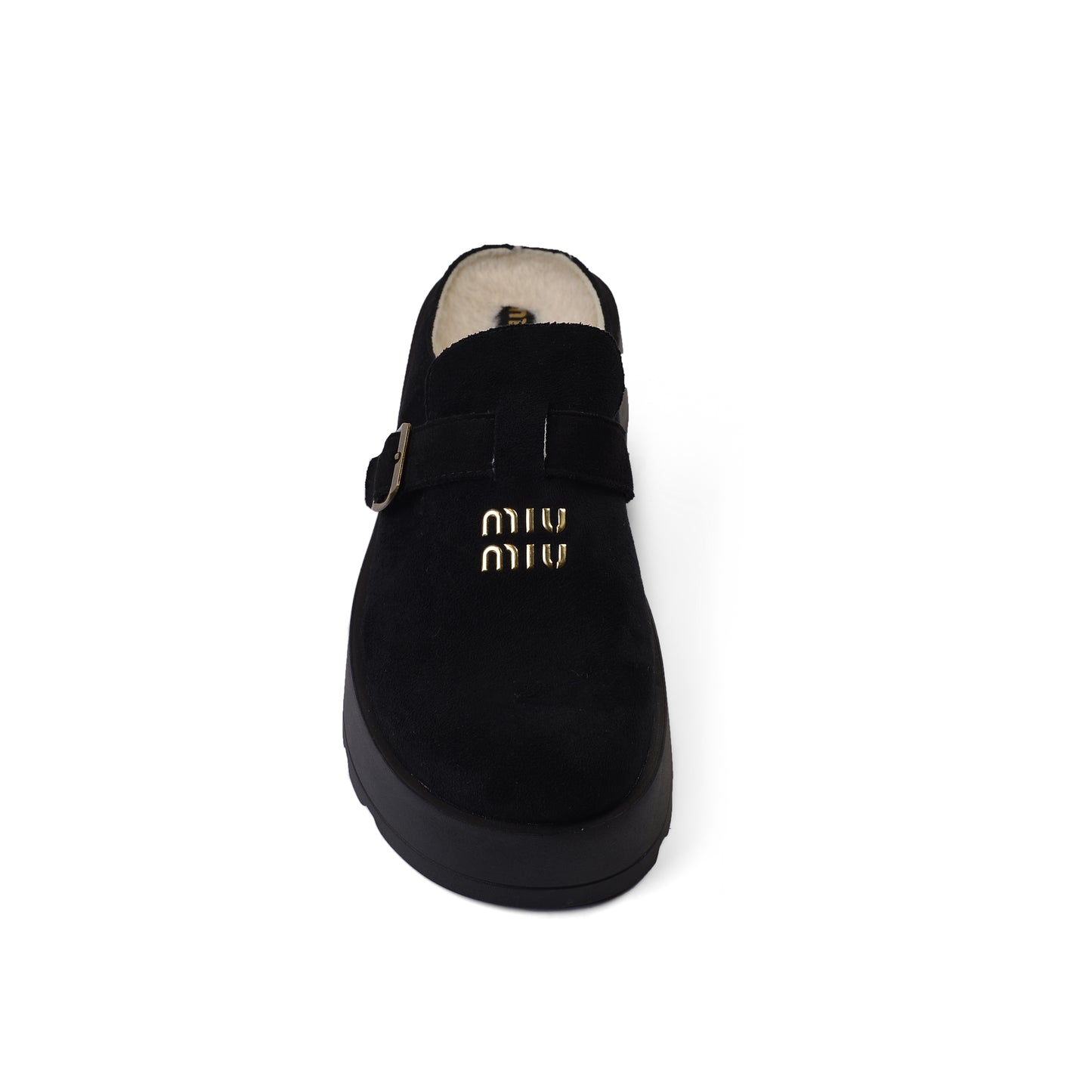 Miu Miu Open Back Loafer Suede Slipper Luxury Woman MA-923 Black