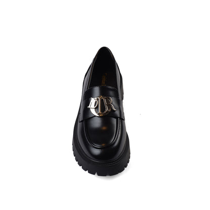 Dior Monolith Leather Loafers High Heels Woman TN-178 Black