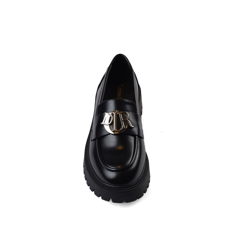 Dior Monolith Leather Loafers High Heels Woman TN-178 Black - 3