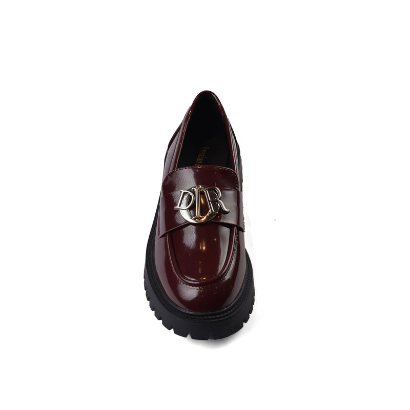 Dior Monolith Leather Loafers High Heels Woman TN-178 Maroon - 3