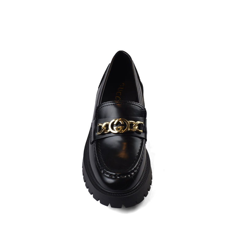 Gucci Monolith Leather Loafers High Heels Woman TN-179 Black - 3