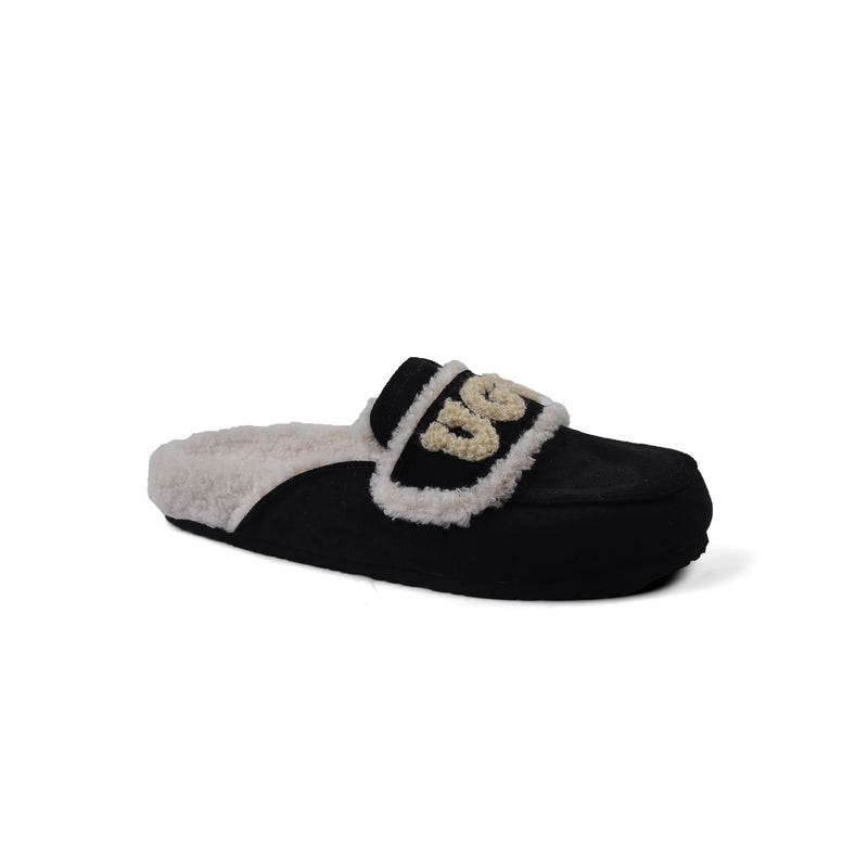 UGG Flat Open Back Loafer Slipper Luxury Woman VK-113 Black - 1