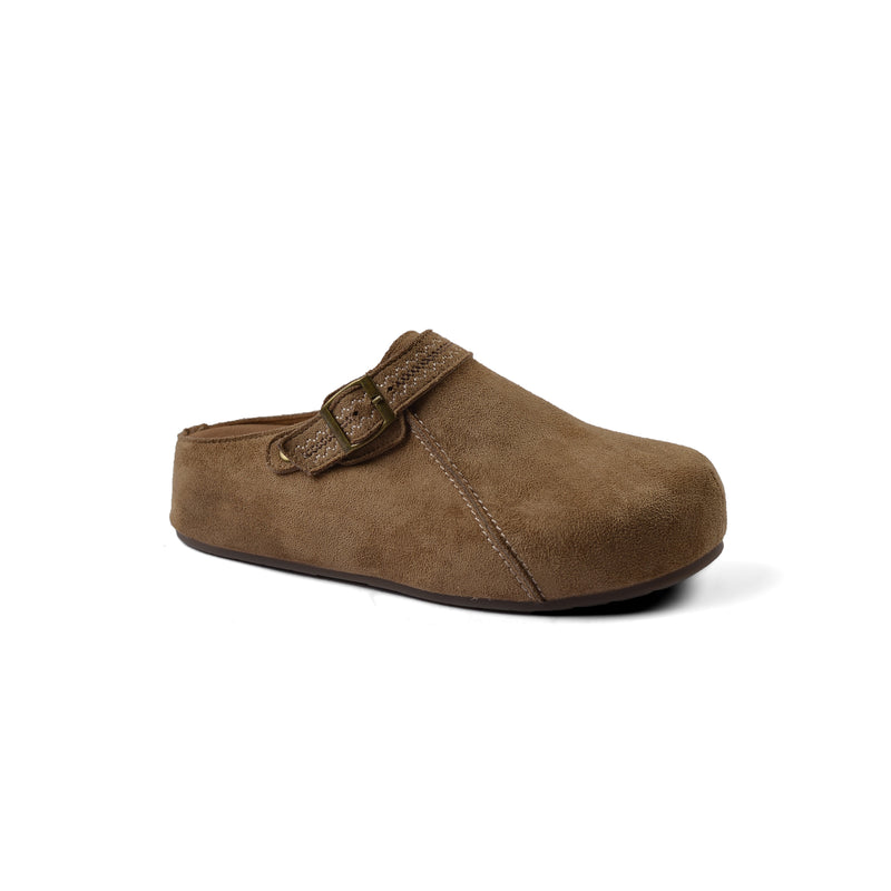 Slipper Flat Open Back Loafer Suede Luxury Woman X798 Khaki - 1