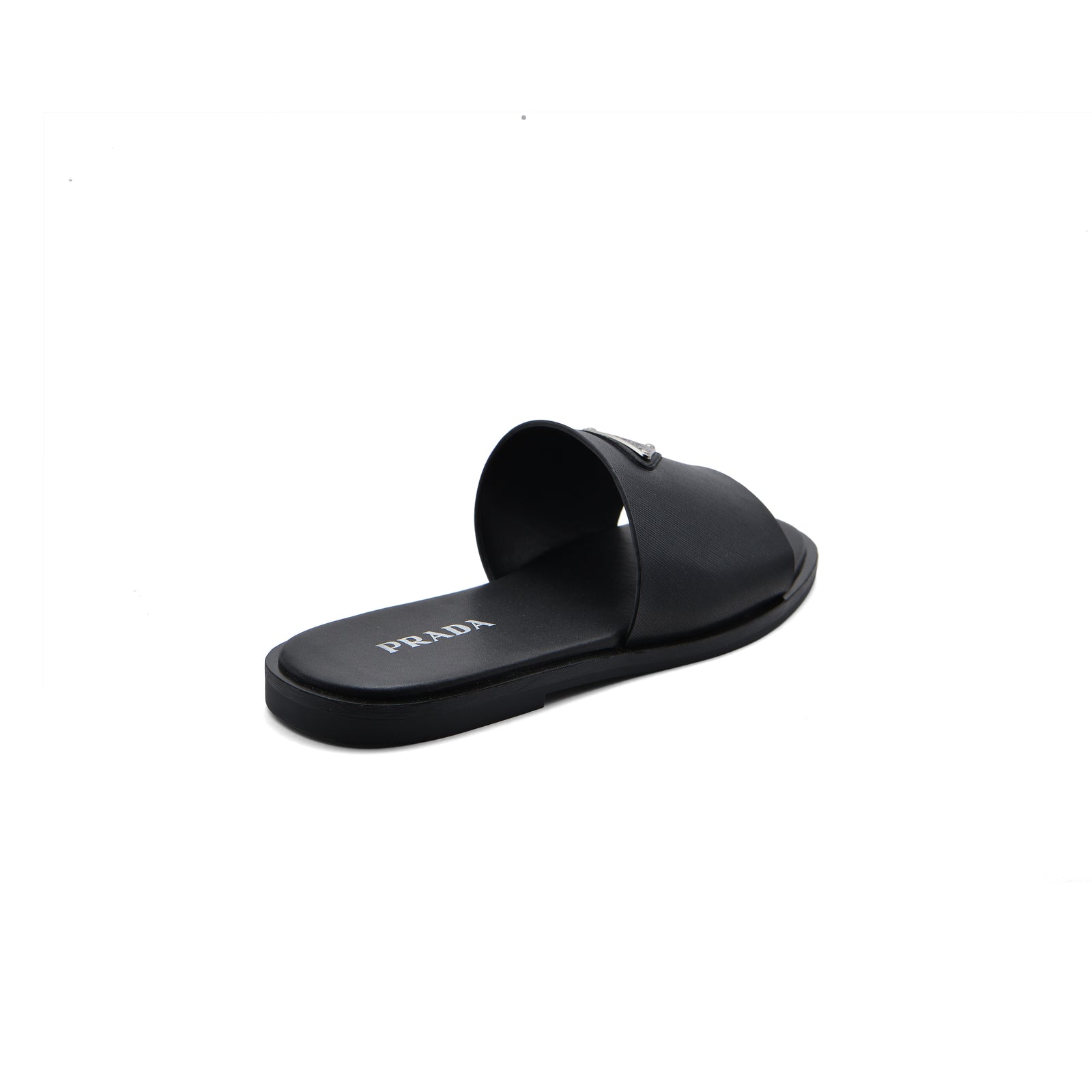 Prada Triangle-Logo Premium Quality Leather Slipper Man 41141 Black - 2