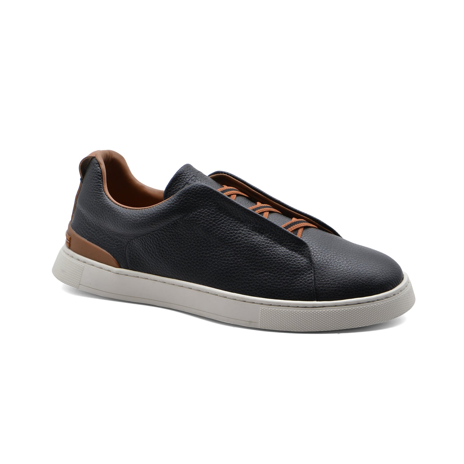 Zegna Triple Stitch low-top Premium Quality Italian Sneakers Man ZE209 Black - 1