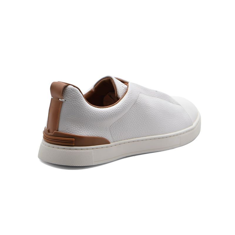 Zegna Triple Stitch low-top Premium Quality Italian Sneakers Man ZE209 White - 2
