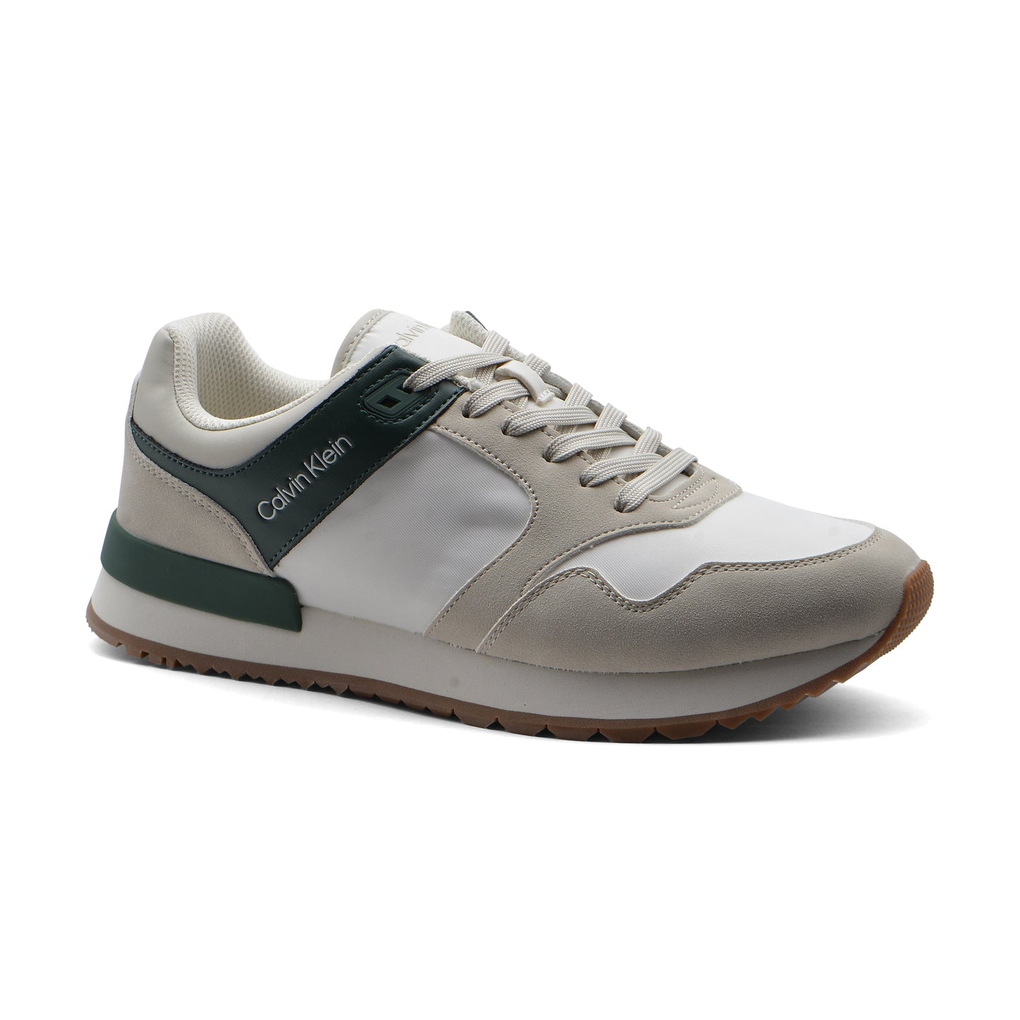 Calvin Klein Origenal Antoy Low Top Round Toe Lace-up Sneakers Man FWOFW5028 White&Green