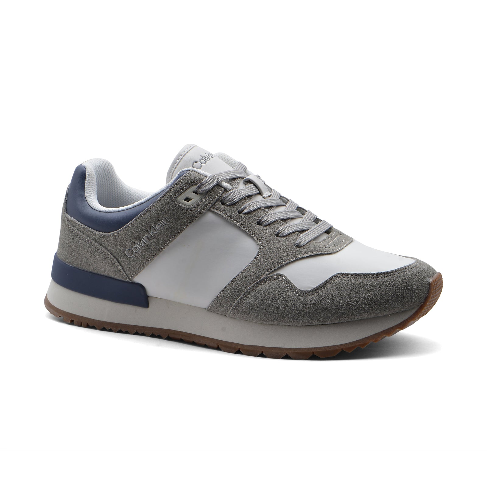 Calvin Klein Origenal Antoy Low Top Round Toe Lace-up Sneakers Man FWOFW5028 White&Gray - 1