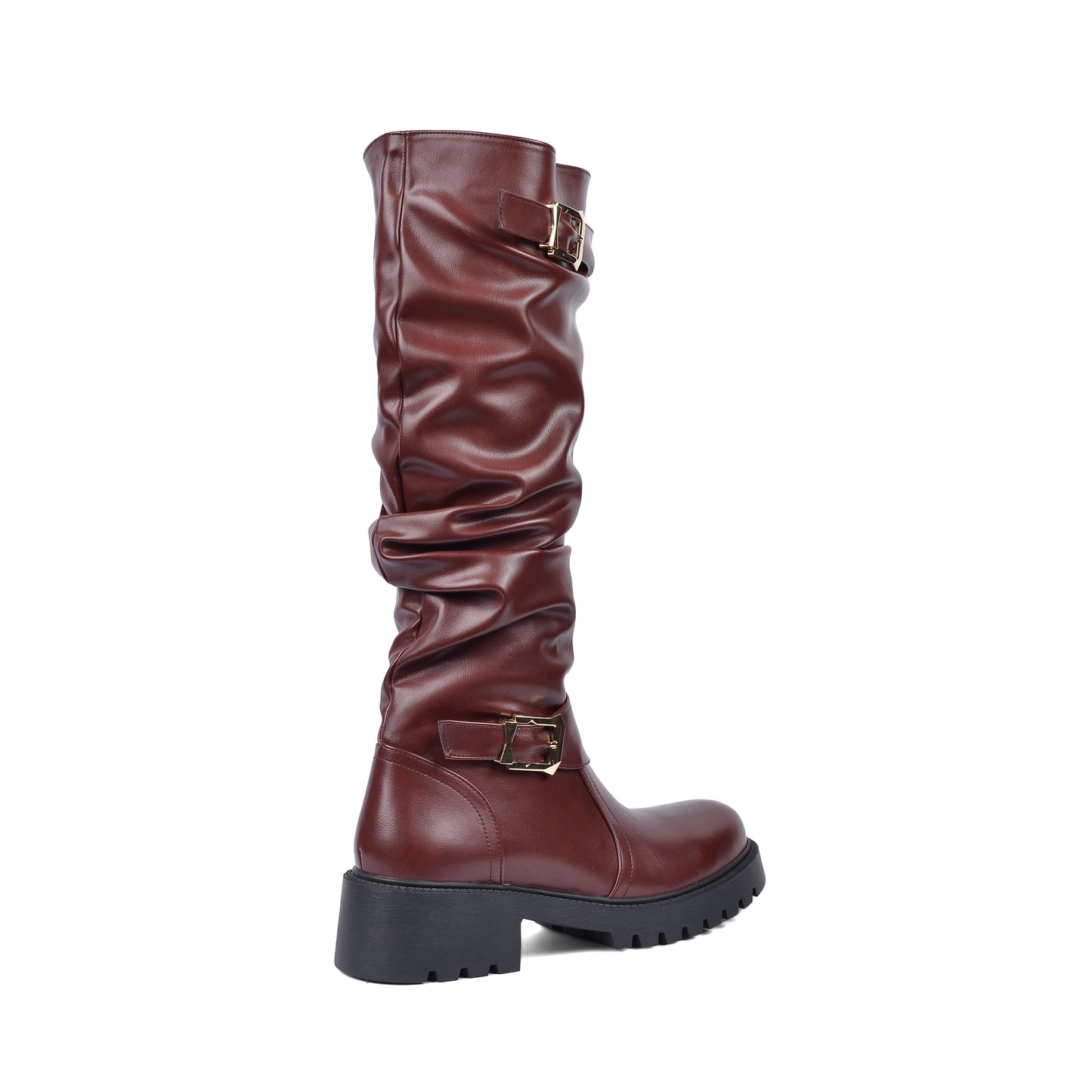 High Quality Design Tan Classic Boots with Buckle Detail 101261506 Burgundy