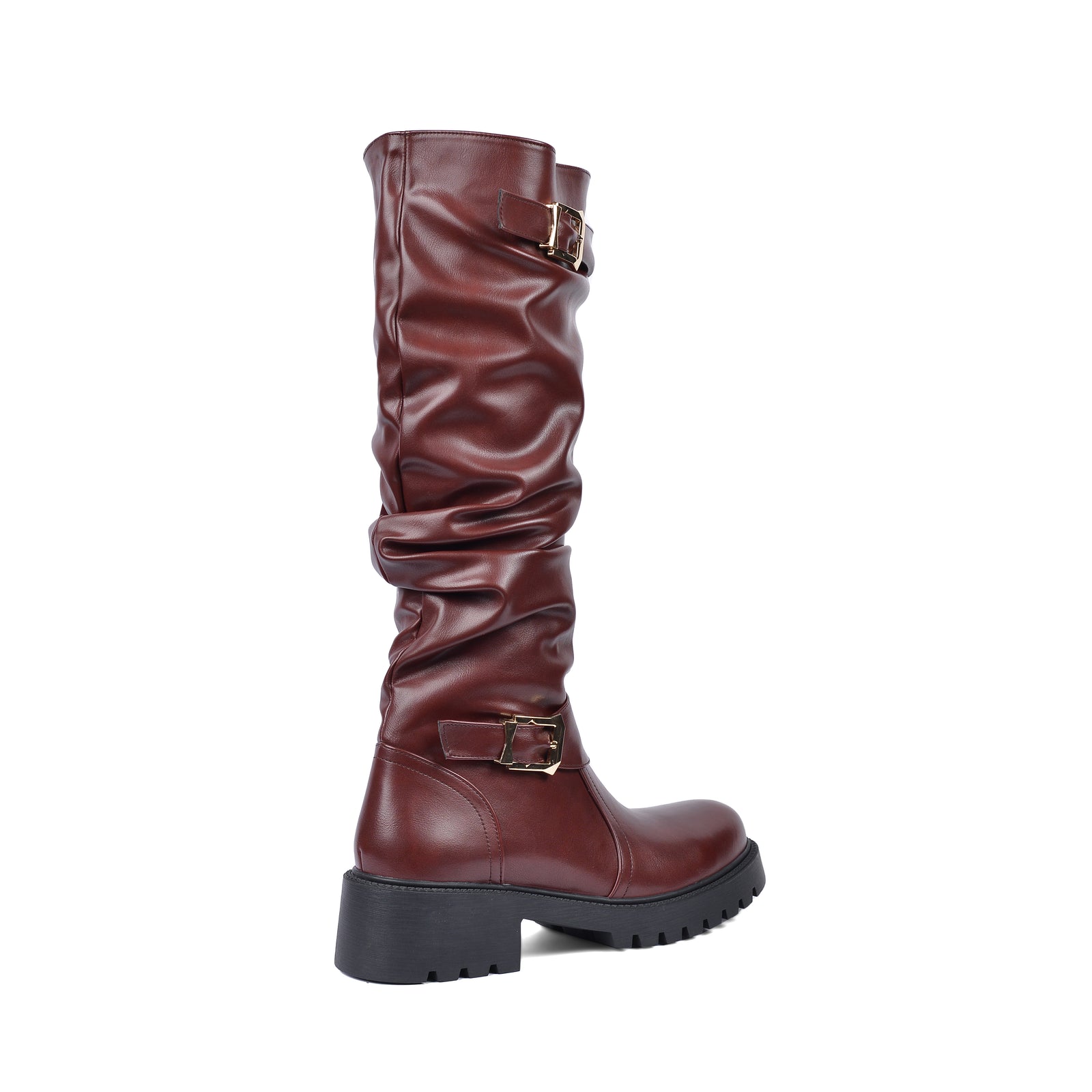 High Quality Design Tan Classic Boots with Buckle Detail 101261509 Burgundy - 2
