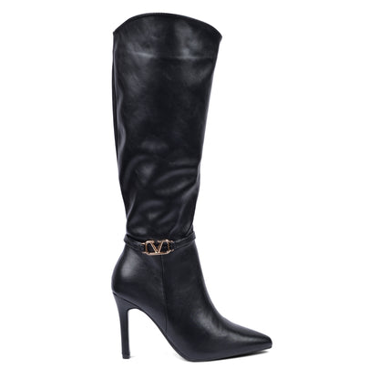 Valentino High Quality Design Tan Classic Boots with Detail TN-142 Black
