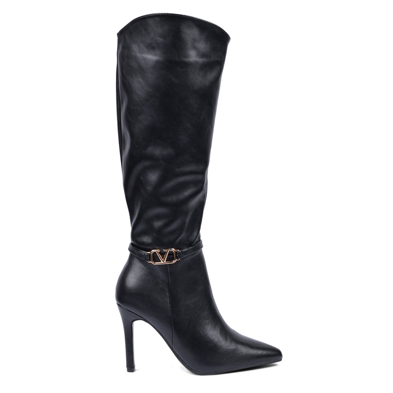 Valentino High Quality Design Tan Classic Boots with Detail TN-142 Black - 1