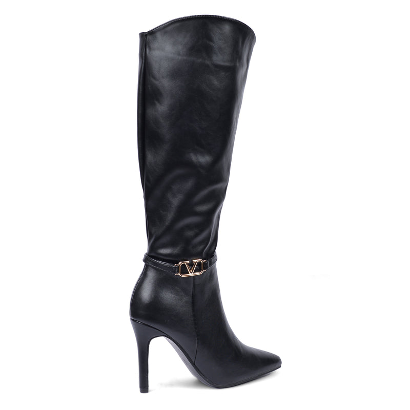 Valentino High Quality Design Tan Classic Boots with Detail TN-142 Black - 2