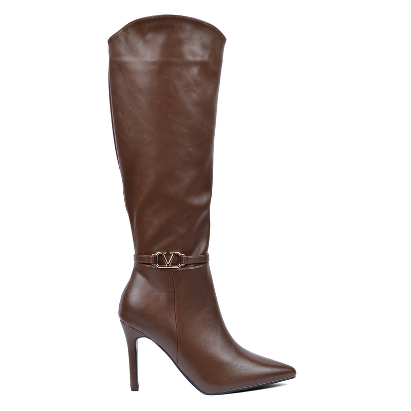Valentino High Quality Design Tan Classic Boots with Detail TN-142 Coffee - 1
