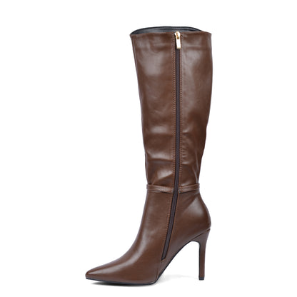 Valentino High Quality Design Tan Classic Boots with Detail TN-142 Coffee