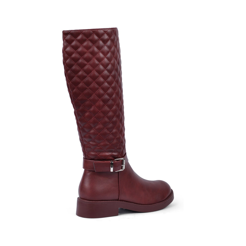 High Quality Design Tan Classic Boots with Buckle Detail 131026707 Burgundy - 2