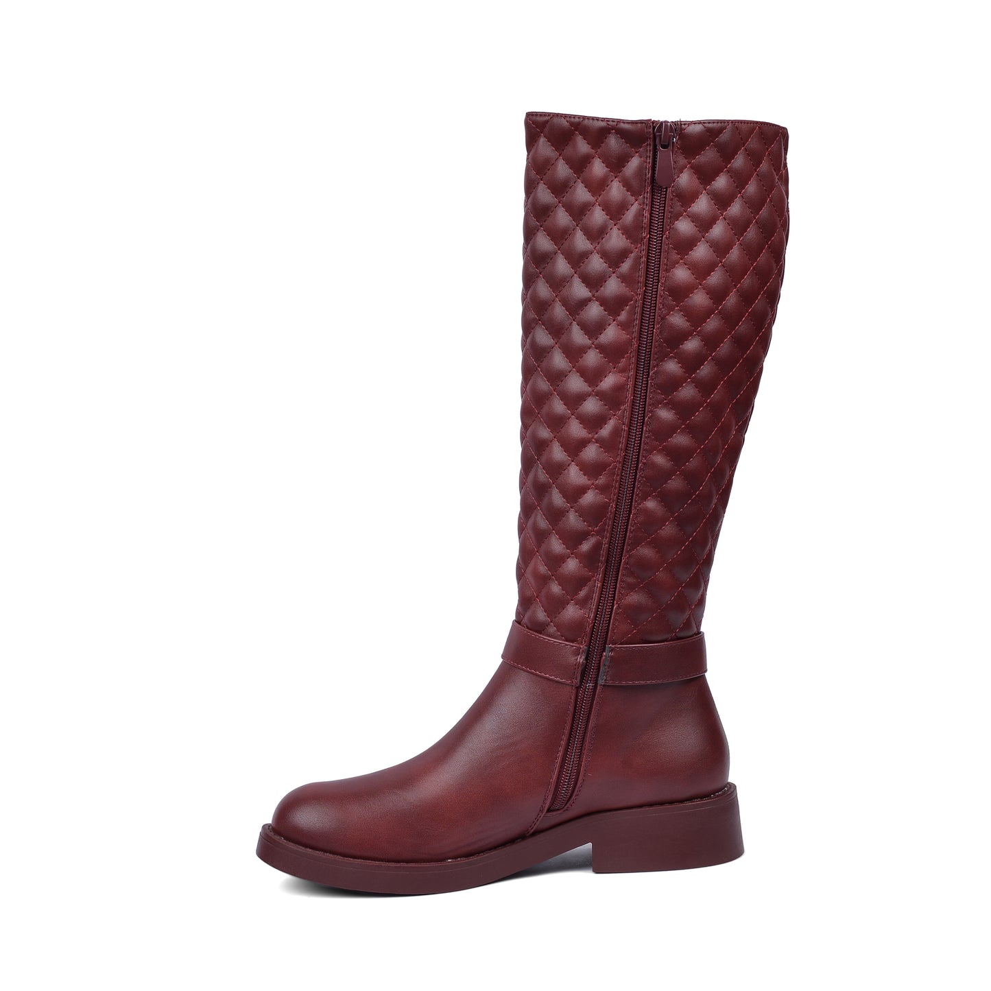 High Quality Design Tan Classic Boots with Buckle Detail 131026707 Burgundy