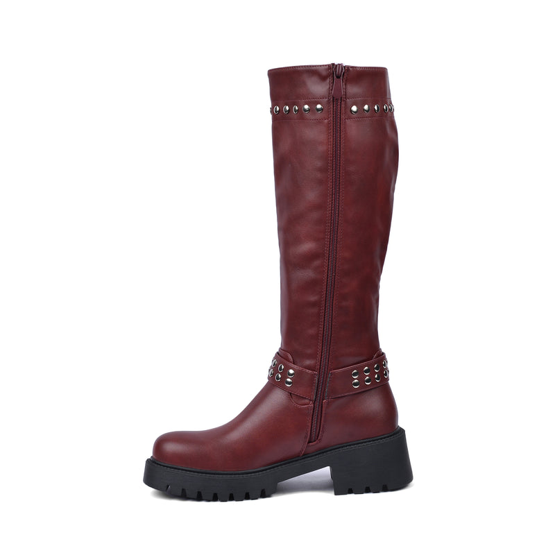 High Quality Design Tan Classic Boots with Detail 12500H025 Maroon - 3