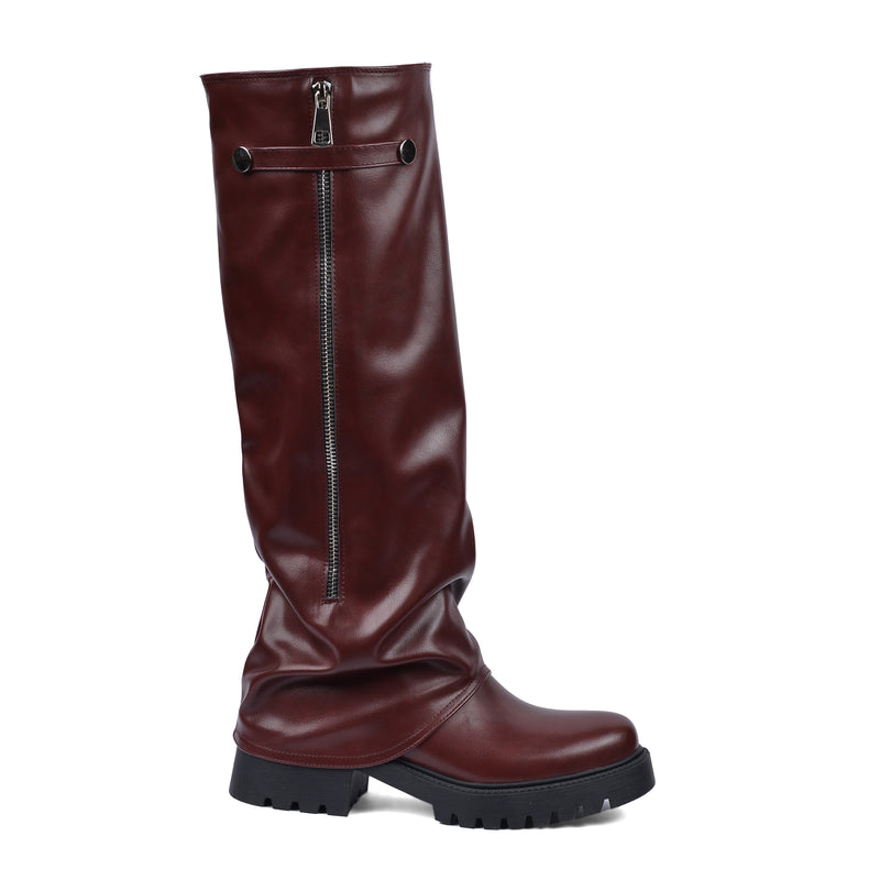 High Quality Design Tan Classic Boots with Detail 101261508 Burgundy - 1