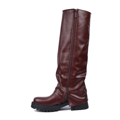 High Quality Design Tan Classic Boots with Detail 101261508 Burgundy