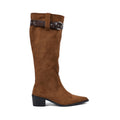 High Quality knee high boots made of suede with a low heel easy to wear equipped with a buckle DA09 Havan - 1