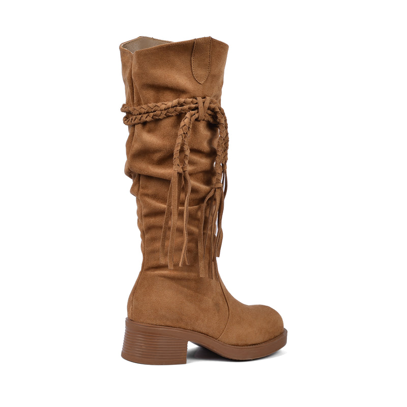 High Quality knee high boots made of suede with a low heel easy to wear equipped A818-2 Havan - 2
