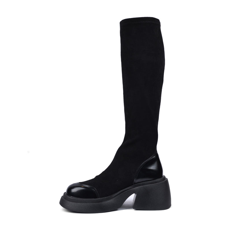 Buy Twenty Eight Shoes High Quality Boots Platform Suede Stitched Skinny 8120 Black - 3