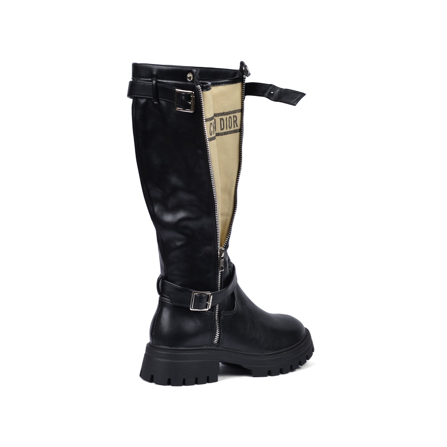 CHRISTIAN DIOR High Quality Design Tan Classic Boots with Detail TN-173 Black&Beige