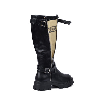 CHRISTIAN DIOR High Quality Design Tan Classic Boots with Detail TN-173 Black&Beige