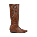 High Quality knee high boots made of suede with a low heel easy to wear equipped with a buckle QQ1 Havan - 1