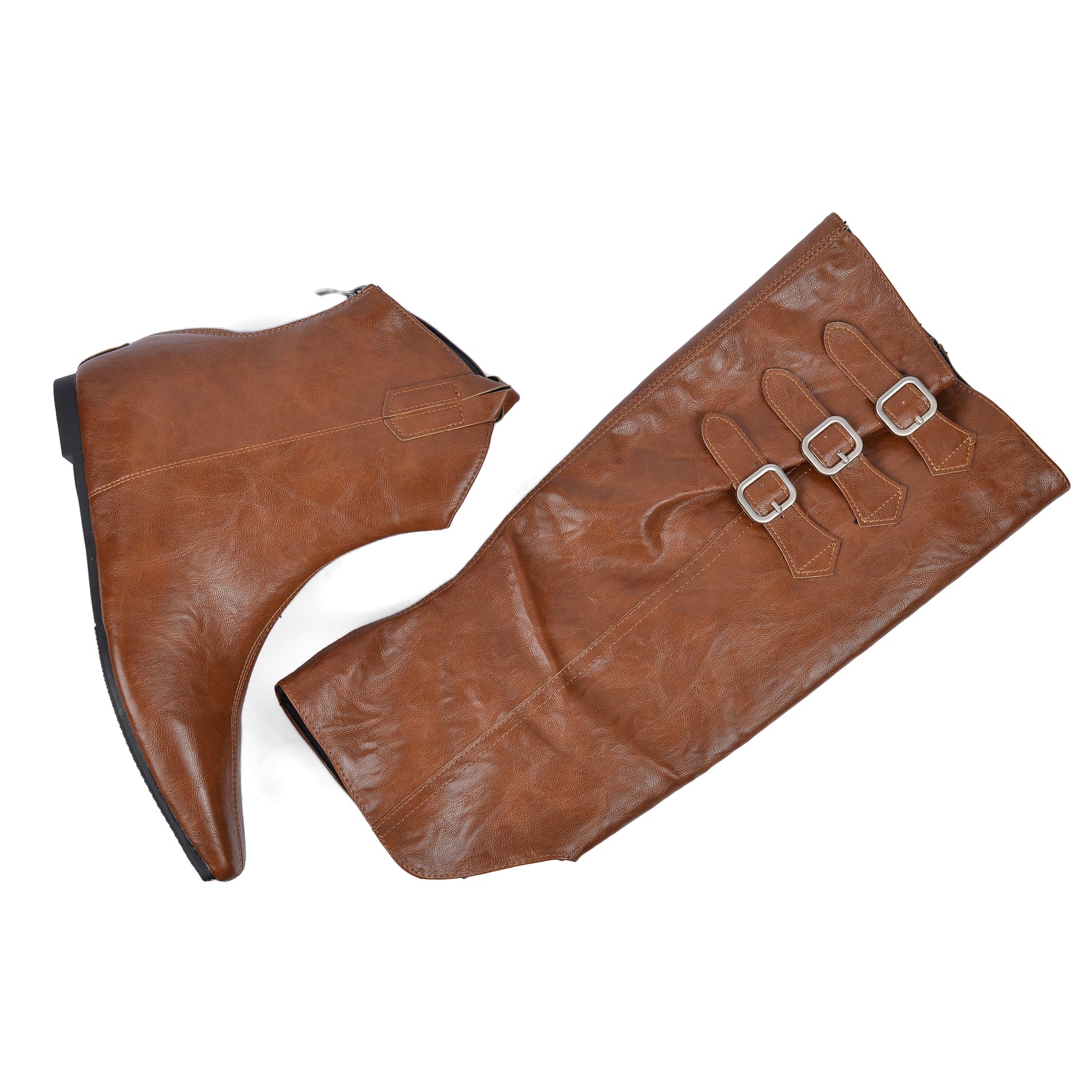 High Quality knee high boots made of suede with a low heel easy to wear equipped with a buckle QQ1 Havan - 2