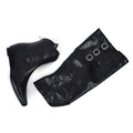 High Quality knee high boots made of suede with a low heel easy to wear equipped with a buckle QQ1 Black - 2