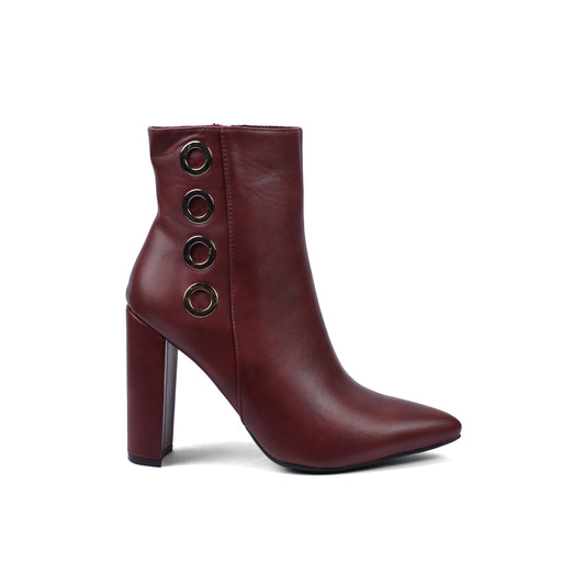 Orion Ringed Heeled Half Boots High Quality Woman 131026709 Burgundy