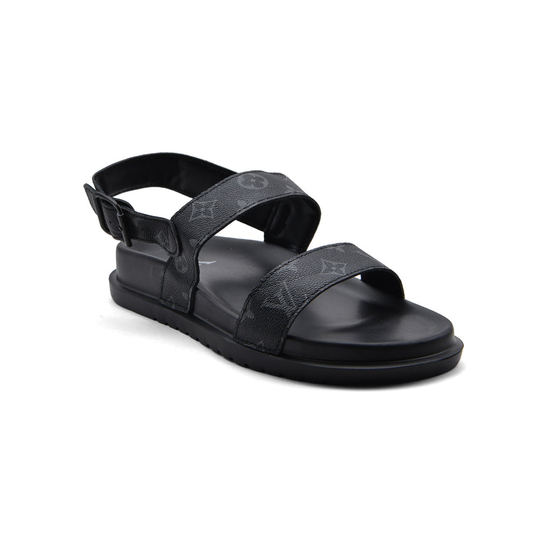 Louis Vuitton Slippers Man Monogram Leather Back Stra LV526 Black - 1
