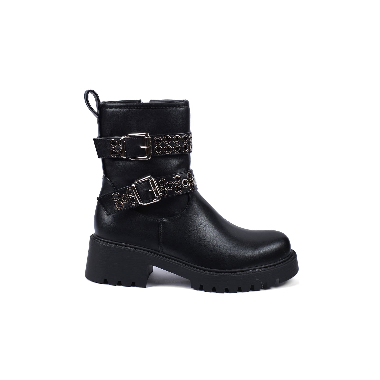 Orion Ringed Heeled Half Boots High Quality with Buckle Detail Woman 125000H01 Black