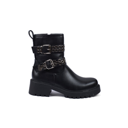 Orion Ringed Heeled Half Boots High Quality with Buckle Detail Woman 125000H01 Black