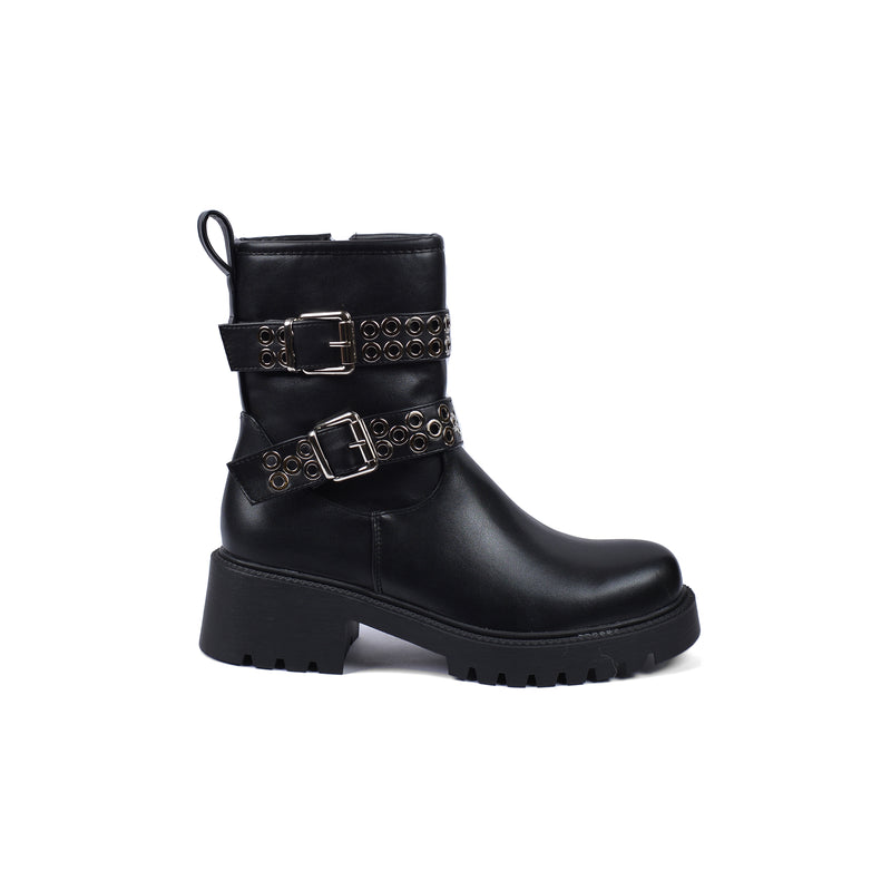 Orion Ringed Heeled Half Boots High Quality with Buckle Detail Woman 125000H01 Black - 1