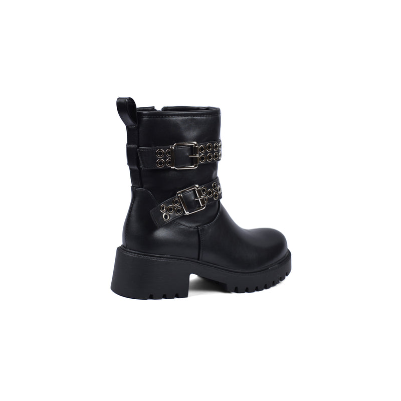 Orion Ringed Heeled Half Boots High Quality with Buckle Detail Woman 125000H01 Black - 2