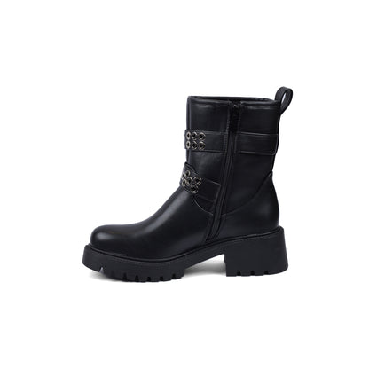 Orion Ringed Heeled Half Boots High Quality with Buckle Detail Woman 125000H01 Black