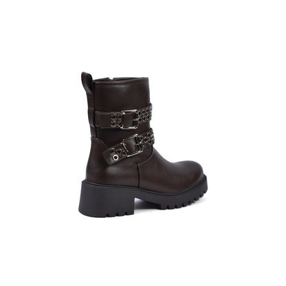 Orion Ringed Heeled Half Boots High Quality with Buckle Detail Woman 125000H01 Brown