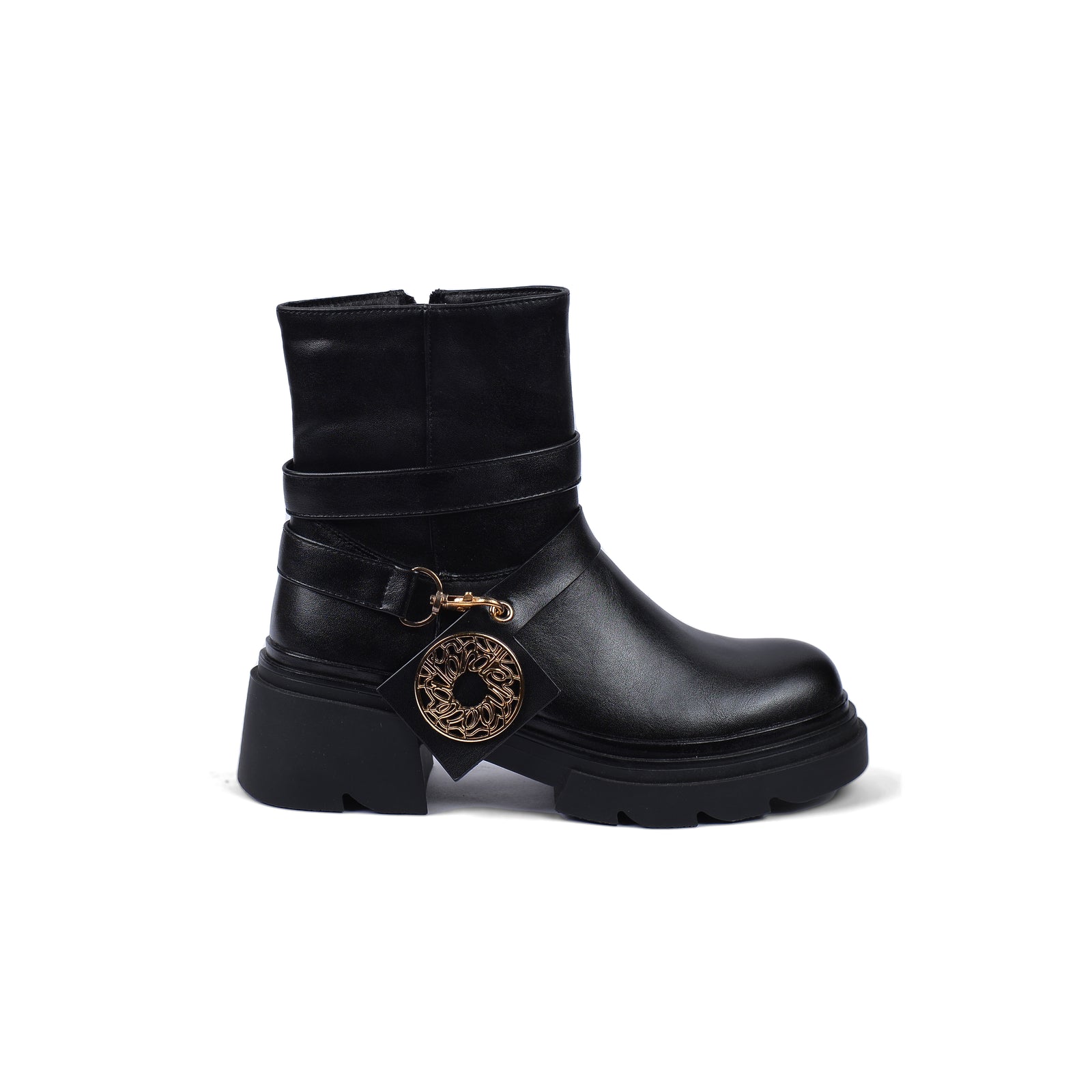 Orion Ringed Heeled Half Boots High Quality with Buckle Detail Woman 17726AH6 Black - 1