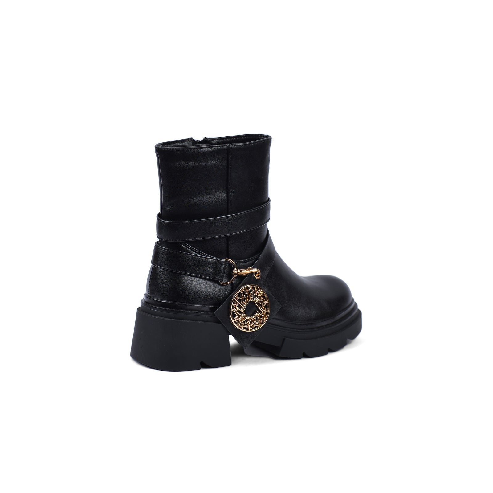 Orion Ringed Heeled Half Boots High Quality with Buckle Detail Woman 17726AH6 Black - 2