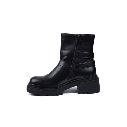 Orion Ringed Heeled Half Boots High Quality with Buckle Detail Woman 17726AH6 Black