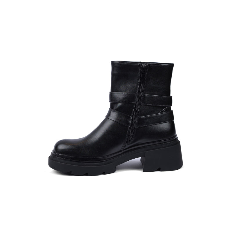 Orion Ringed Heeled Half Boots High Quality with Buckle Detail Woman 17726AH6 Black - 3