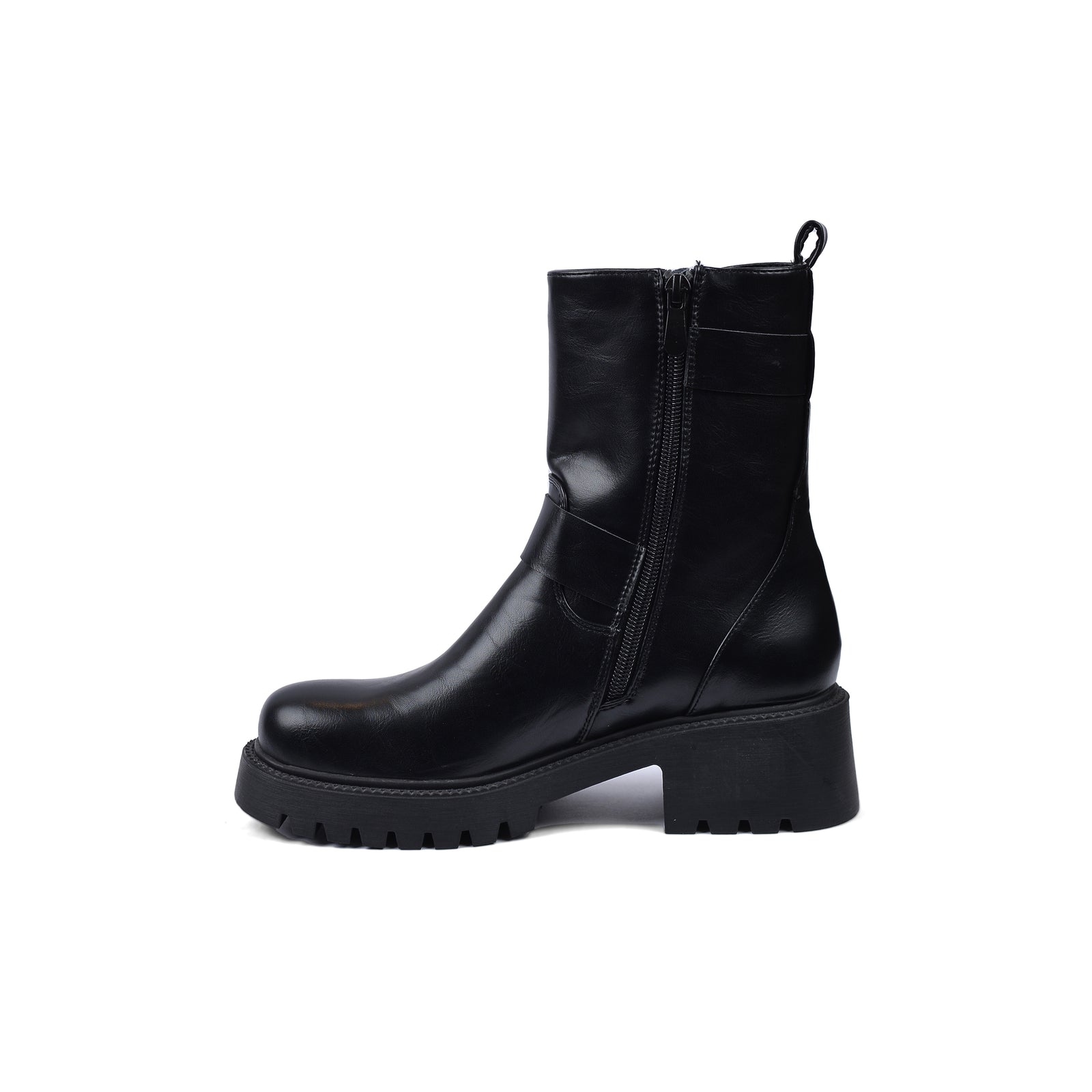 Orion Ringed Heeled Half Boots High Quality with Buckle Detail Woman 12500H022 Black - 3